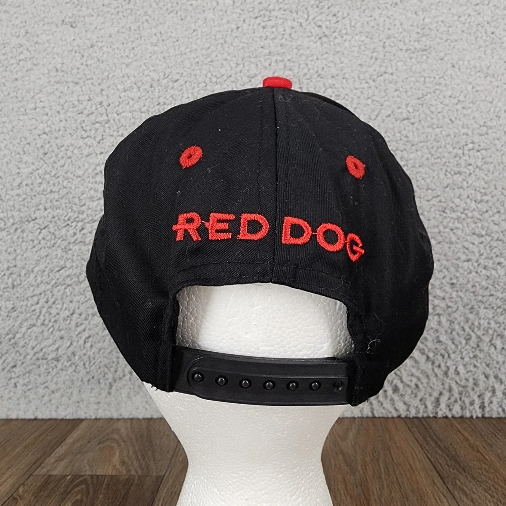 Vintage Red Dog Beer Snapback‎ Hat Black Red Mo' Money Assoc Bulldog Logo Cap